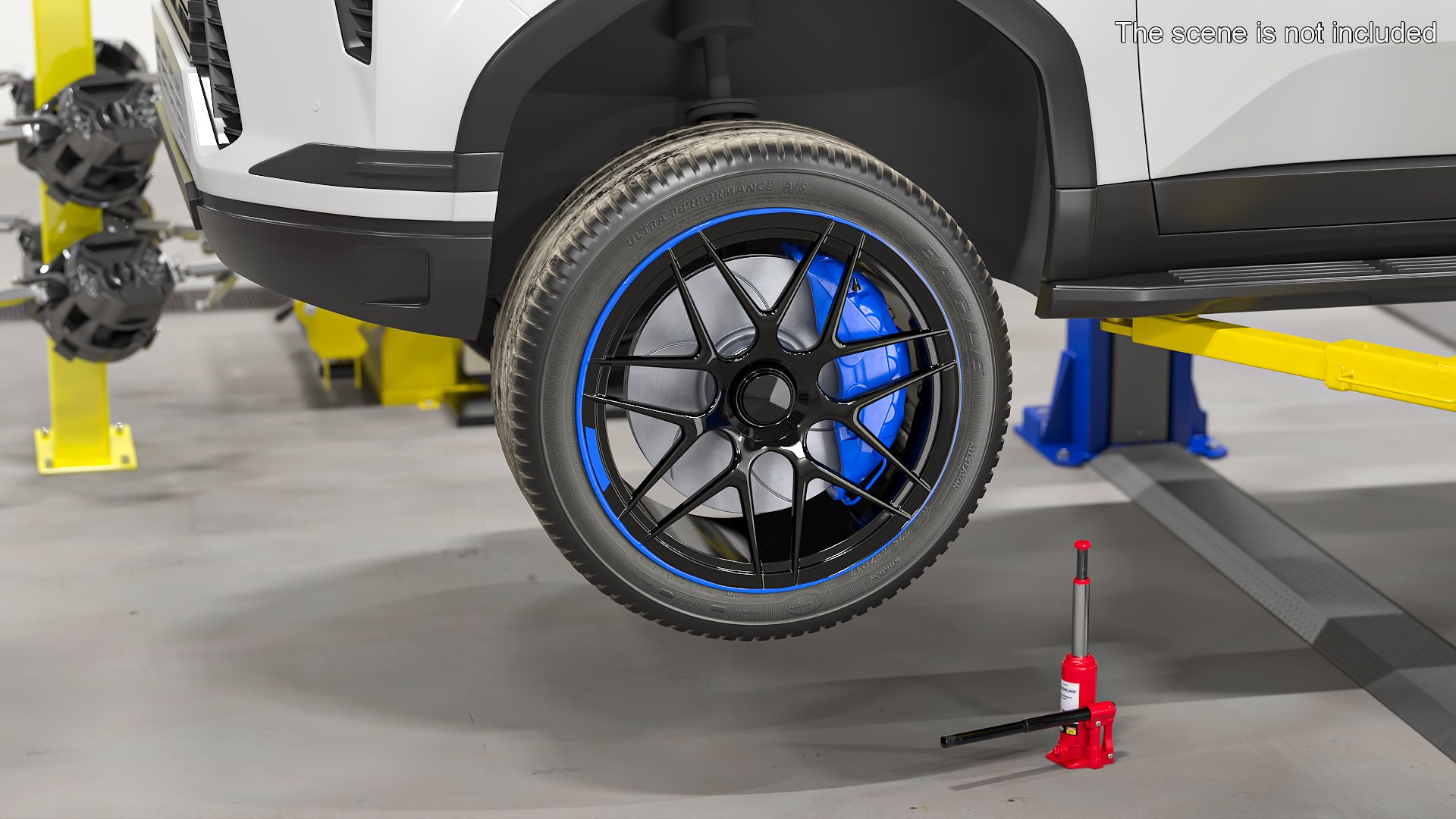 3D Black Alloy Wheel With Blue Caliper - TurboSquid 2389882