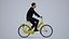 00564Jason001 - Homem caucasiano adulto andando de bicicleta em espaço público vestindo roupas de meia estação.