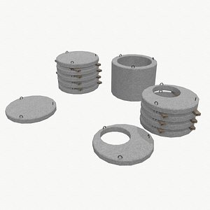 cylindrical concrete parts 3d max