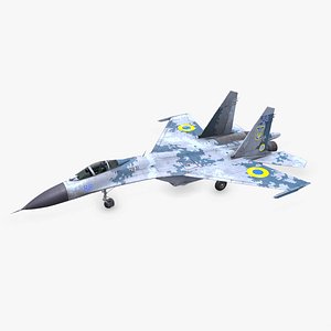 3D Sukhoi Su-27P Ukrainian Fighter Jet Low-poly PBR model