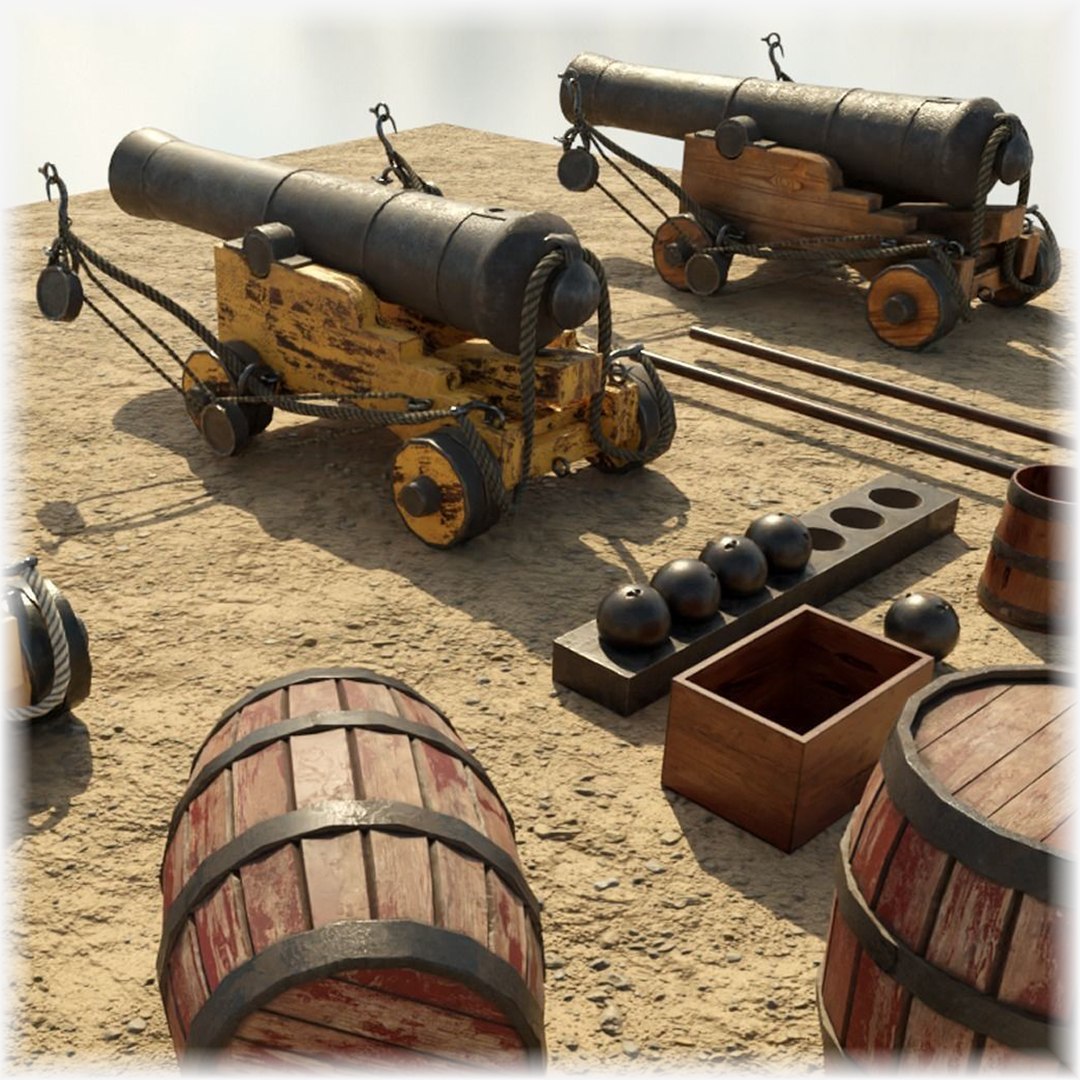 Ship cannons and props 3D model - TurboSquid 2153772