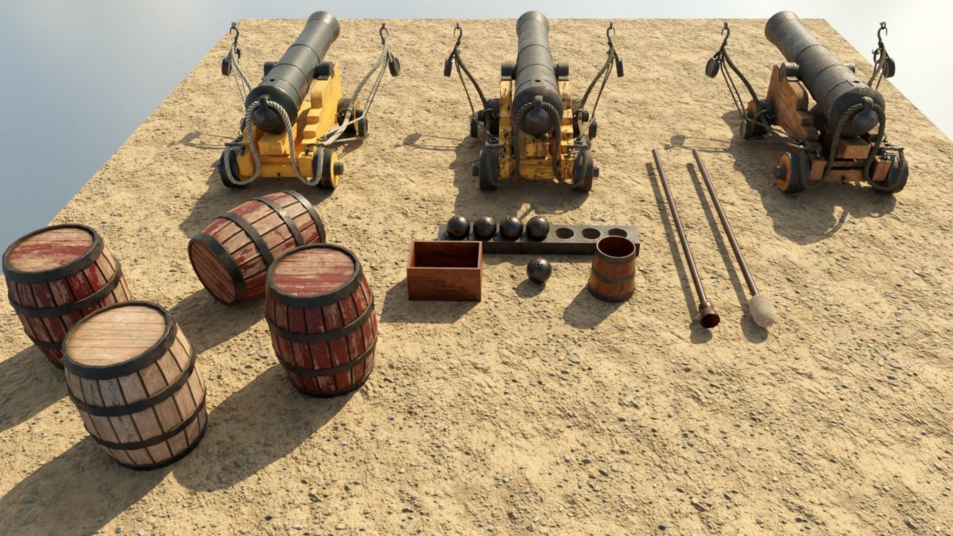 Ship cannons and props 3D model - TurboSquid 2153772