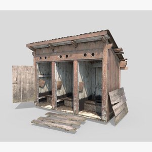 Abandoned Wooden Toilets 3D model