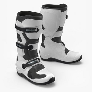 Enduro Motorcycle Boots White Black 3D model