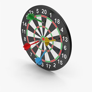 Dartboard With Darts 3D model