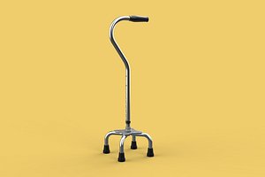 STANDARD QUADRIPOD WALKING CANE AID ELDERLY STICK POLE QUAD LEG 3D model