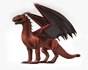 3d model dragon red winged