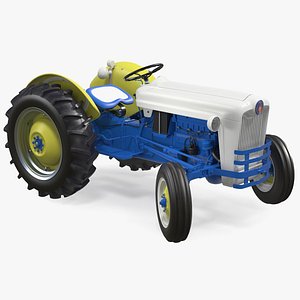 restored vintage tractor rigged 3D model
