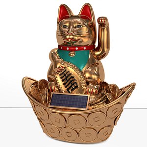 Maneki Neko japonês gato da sorte Modelo 3D $18 - .c4d .x .wrl