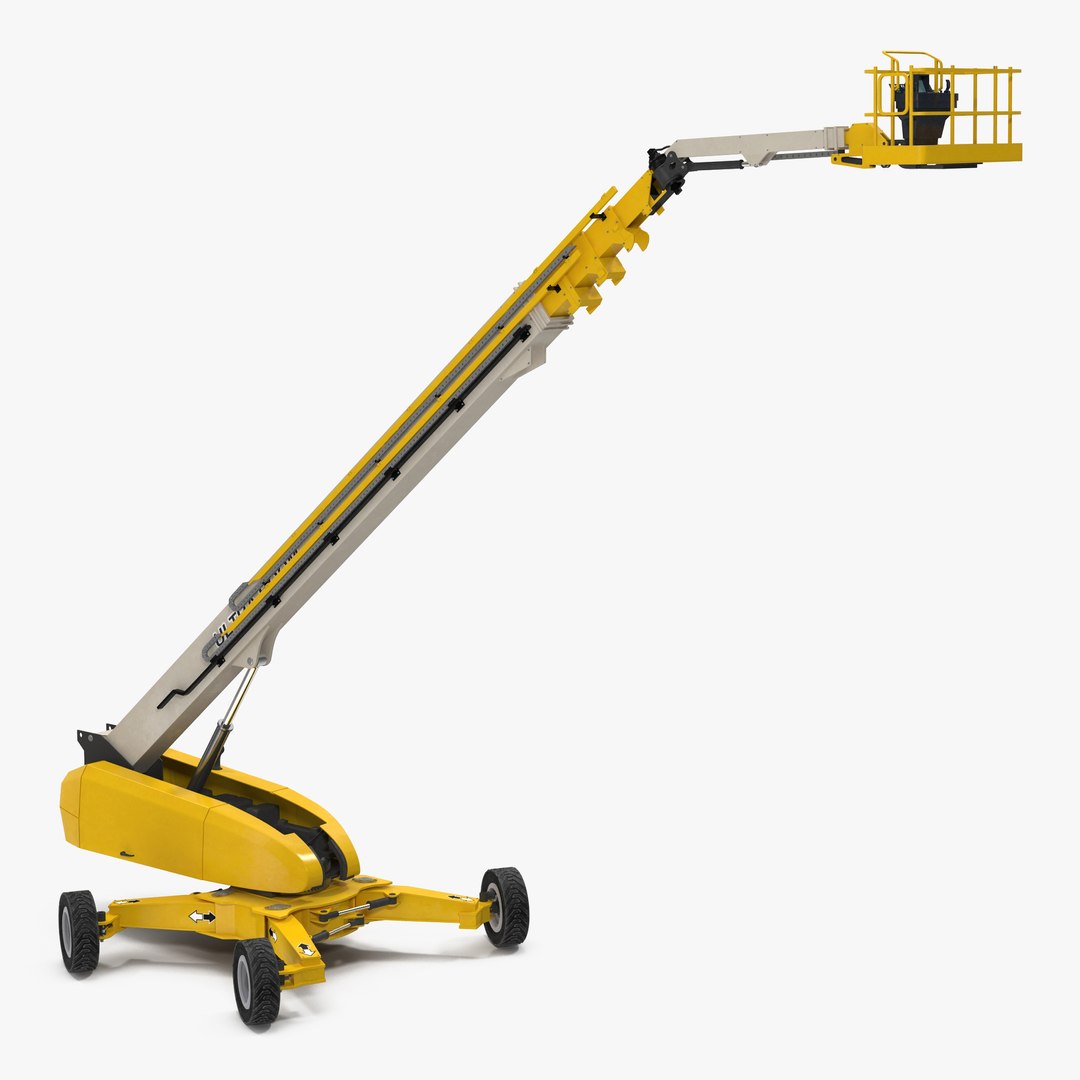 Telescopic Boom Lift Generic 4 Yellow Rigged 3D Model 3D model preview