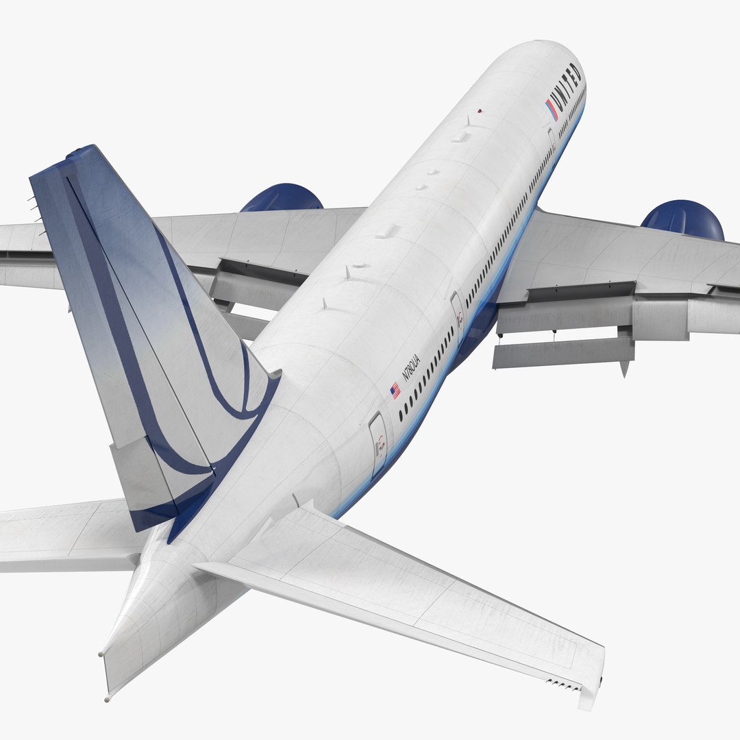 Boeing 777-8x United Airlines Rigged 3D Model 3D model preview