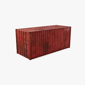 3D 20Ft Cargo Container - Red - Rusted model