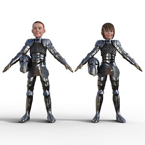 3D Cartoon Warrior Man and Woman