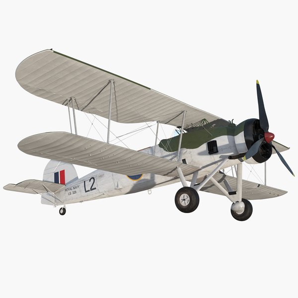複葉機の魚雷爆撃機フェアリーソードフィッシュ3Dモデル