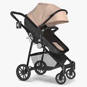 Foldable Walking Baby Stroller Beige
