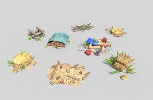 3d pack 8 forest decorations model