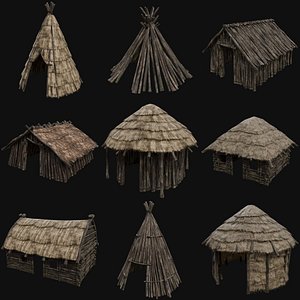 PRIMITIVE HUT SHELTER COTTAGE HOUSE NATIVE PRIMAL AAA COLLECTION