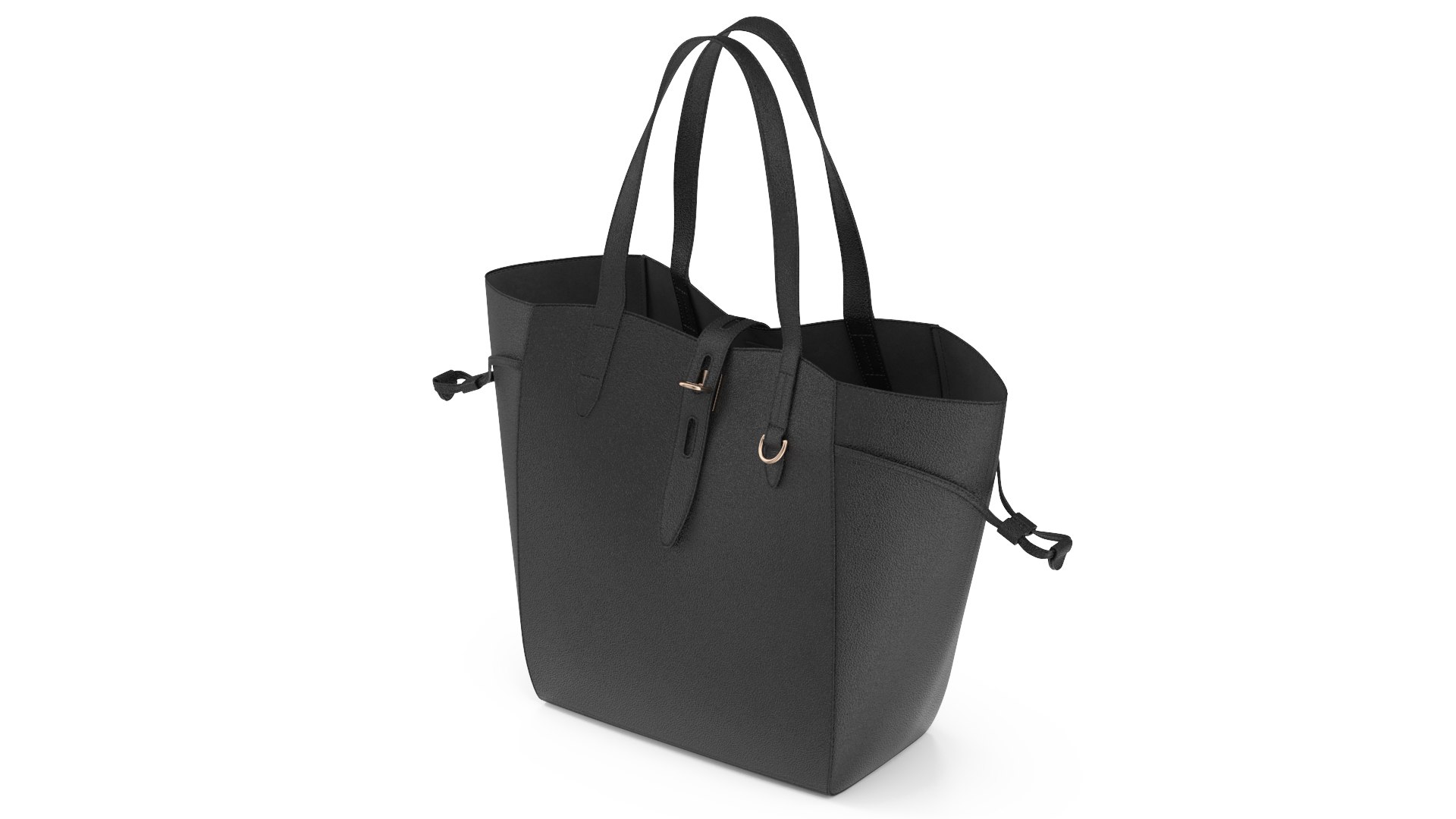 Ladies Leather Tote Bag Black 3D model preview