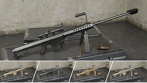 M82 Barrett Game Ready 5 Textures Low-poly 3D model 3D model