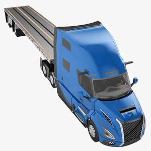Semi Truck Generic Flat Trailer 02 3D model
