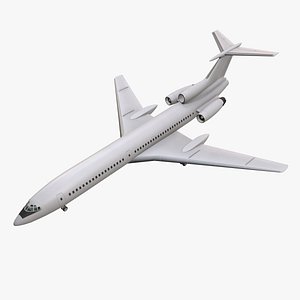 3D model Tupolev Tu-154 Blank With LODs