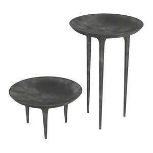 Rick Owens French Cast Bronze Tall and low Brazier Side Table Nitrate Patina