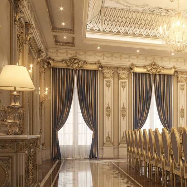 3d model realistic luxury dining room