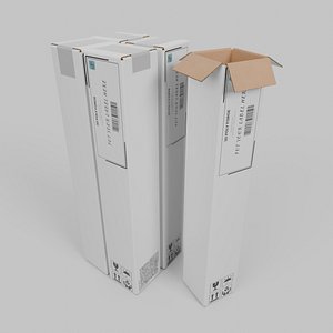 3D White Cardboard Box R-118 - Rigged and Customizable model