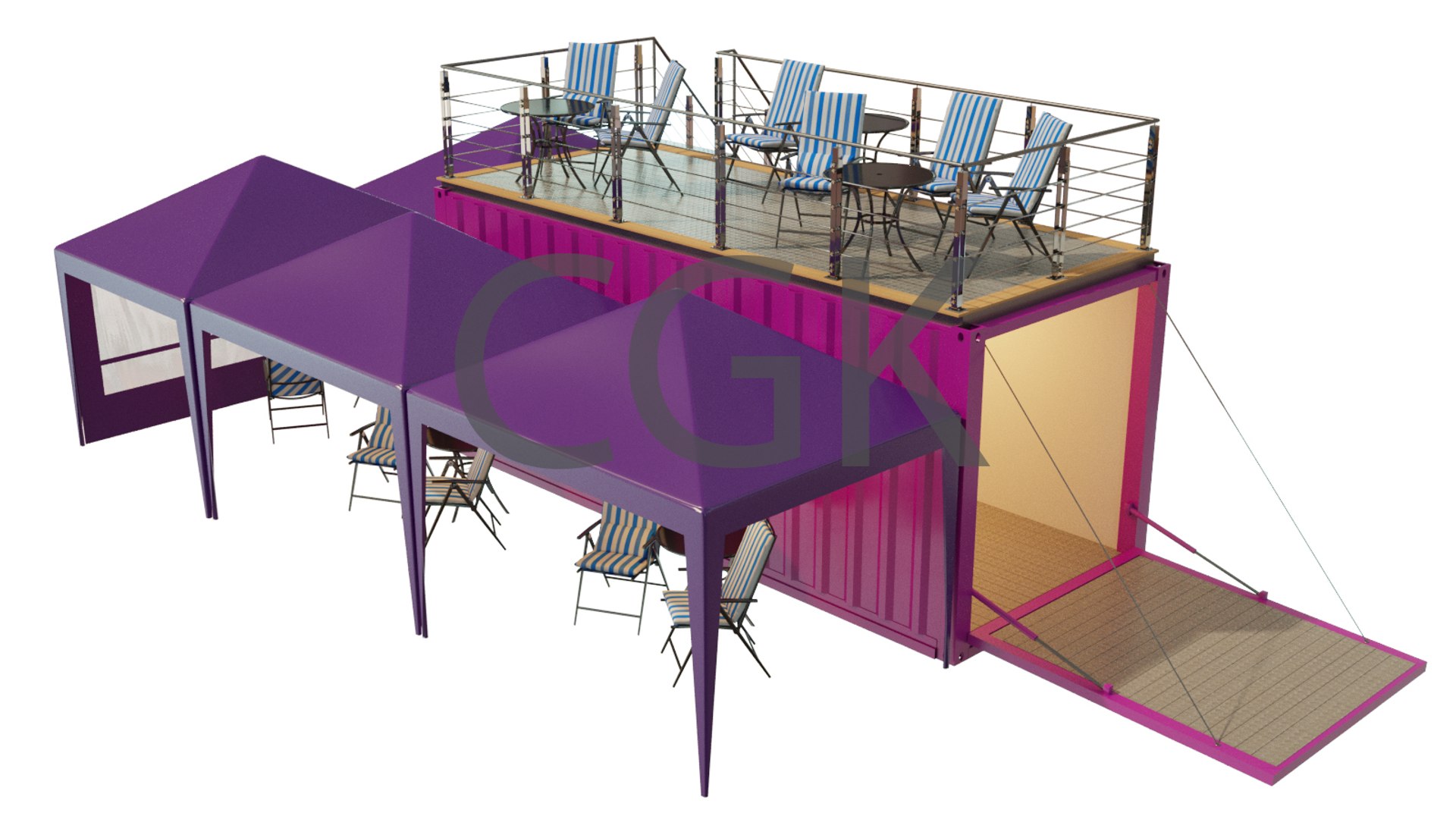 Shipping Container Restaurant 3D Model - TurboSquid 1502299
