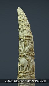obj african engraved ivory horn