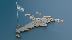 Argentina detailed Map with Animated Flag