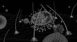 flu virus microscope 3d model