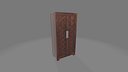 Modern Wooden Storage Cabinet With Geometric Slatted Doors 3