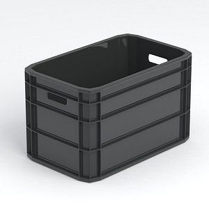 Portable Plastic Crate Black 3D