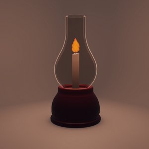 3D Low poly candle lamp