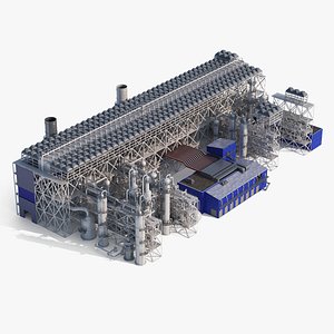 Gas liquefaction plant 3D model