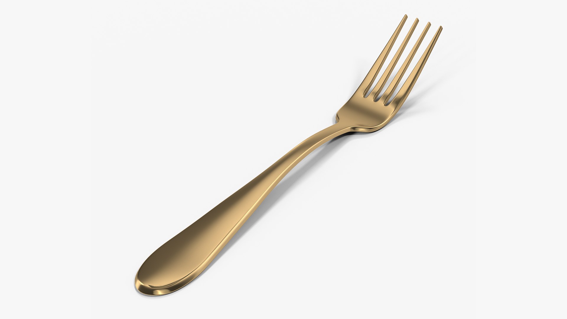 Golden Dessert Fork 3D model preview