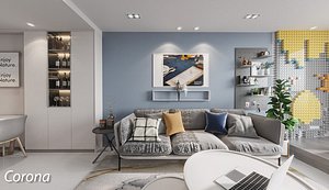 Collection of Nordic style LIVINGROOM scenes 3D