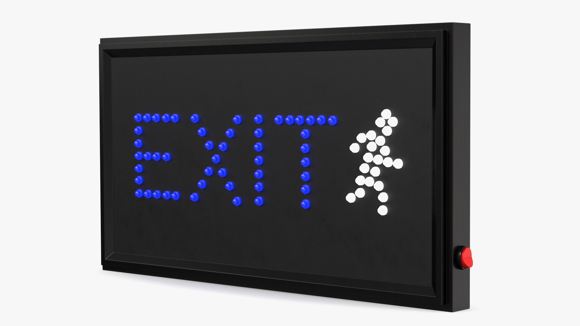 Blue LED Light Exit Sign ON 3D model preview
