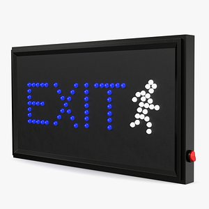 Blue LED Light Exit Sign ON 3D model