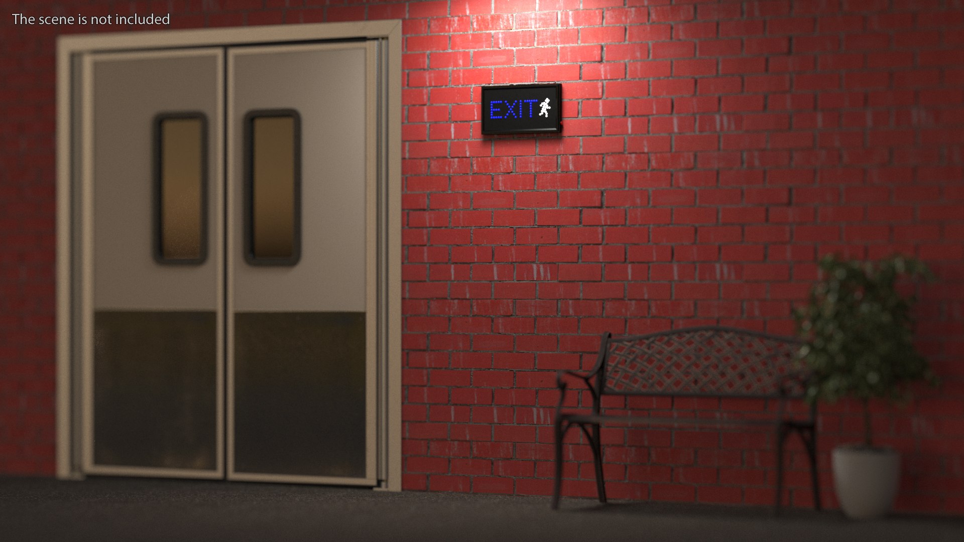 Blue LED Light Exit Sign ON 3D model - TurboSquid 2111454