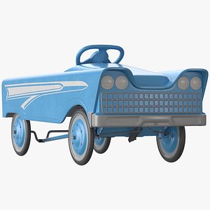 3D Blue Vintage Pedal Car Rigged for Maya model