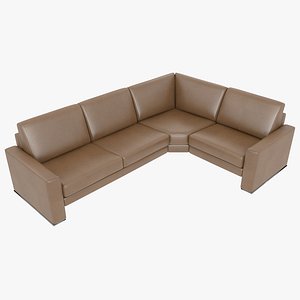 Modular Brown Leather Corner 4 Seat Sofa