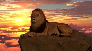 Realistic Lion Fully Rigged Hair Animated Blender