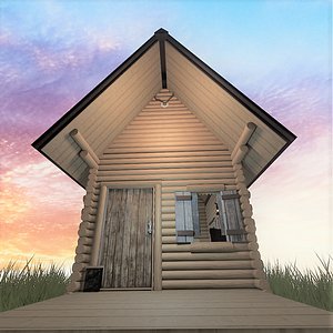Log Cabin with Interior  3D