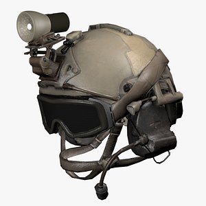 Flashlight Soldier Helmet bulletproof Low-poly 3D model