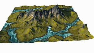 Mountain with waterfalls environment