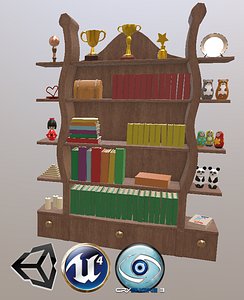 stylized bookcase 3D model