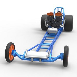 3D Diecast Front engine dragster with double supercharged V8 Scale 1 to 25