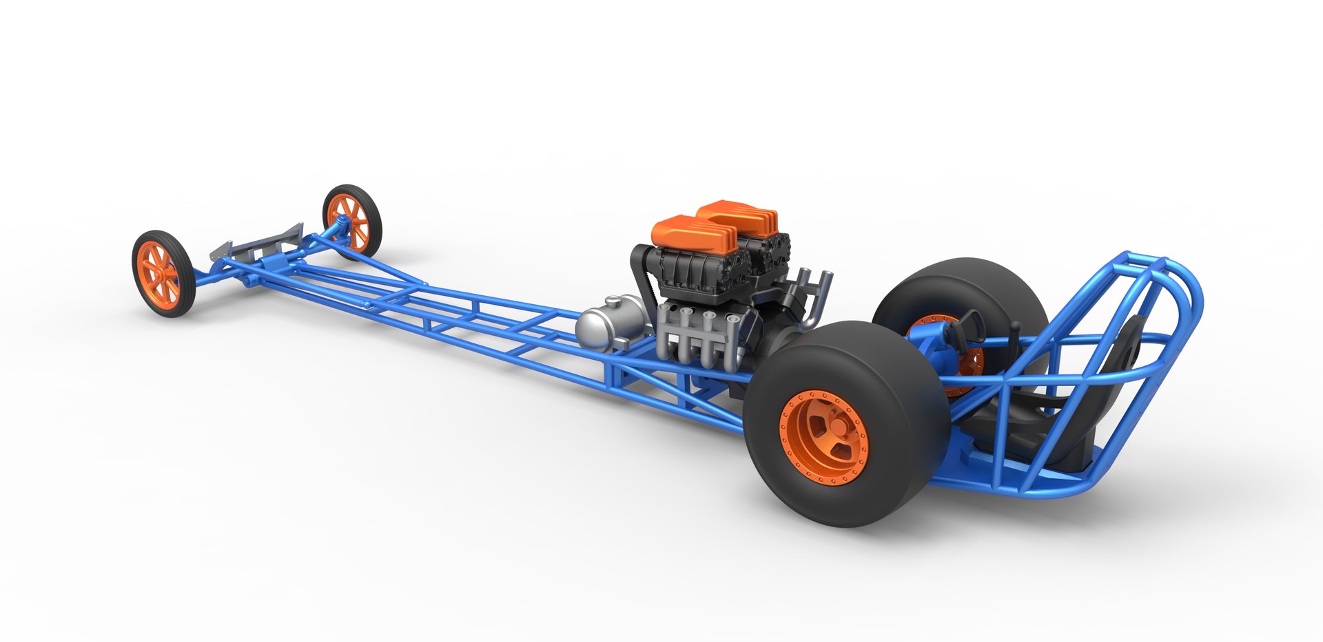 3D Diecast Front Engine Dragster With Double Supercharged V8 Scale 1 To ...
